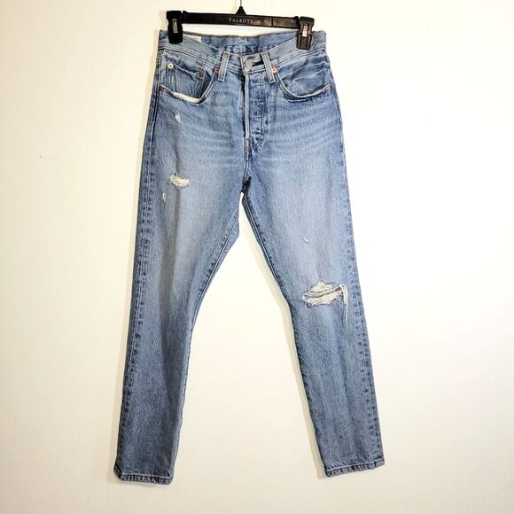 Levi's 501 Distressed Skinny Jeans 26 28 - Picture 2 of 12